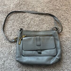 Fossil Charcoal Leather Crossbody Bag